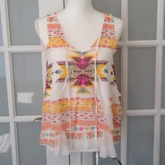 NWOT Oatt USA Layered Tiered Tank Top - Picture 2 of 13